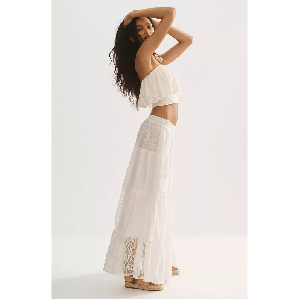 Anthropologie Tiered Lace Patchwork Skirt - XSP - Picture 5 of 7
